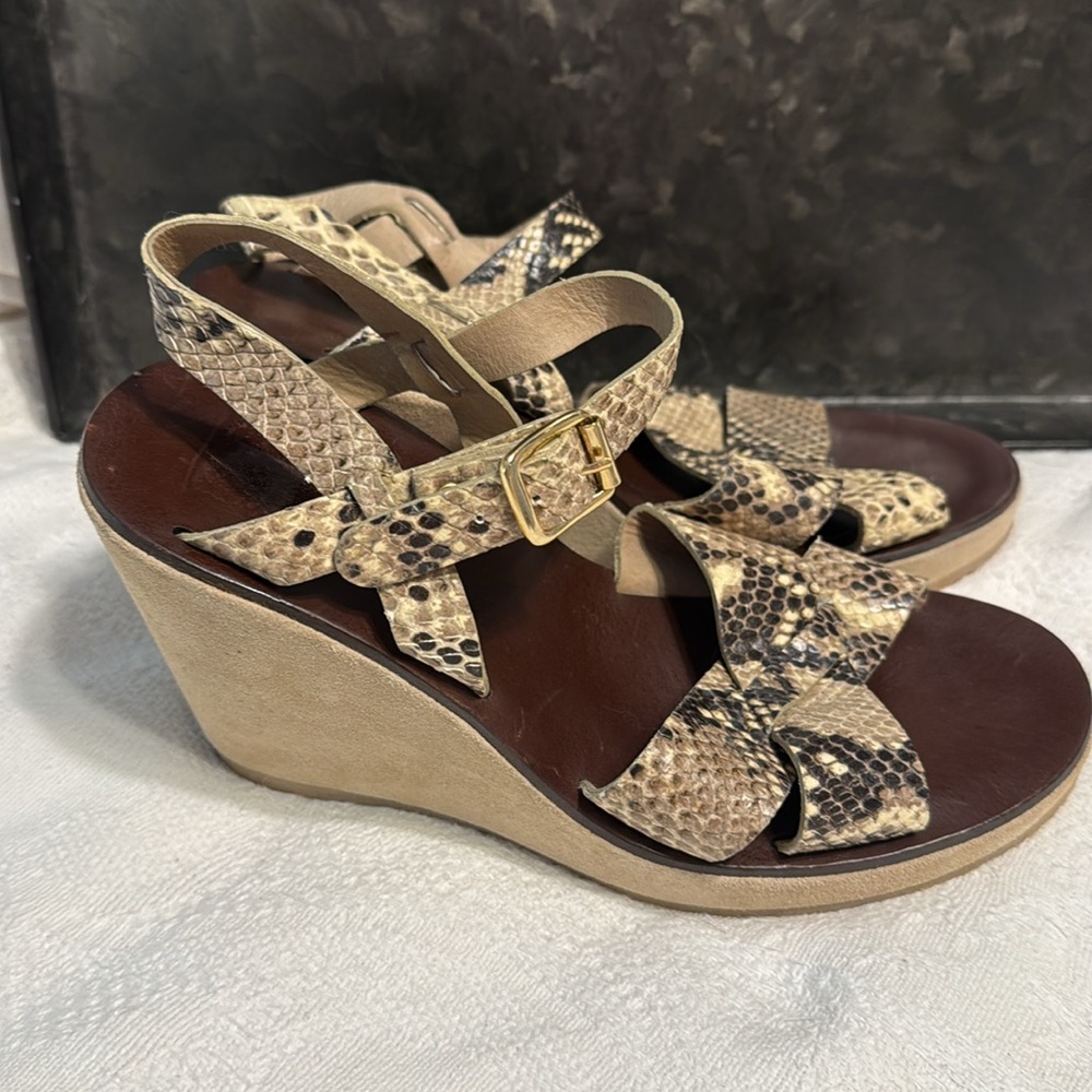 Apc Snakeskin Python Juliette Sandals Wedges Sued… - image 3